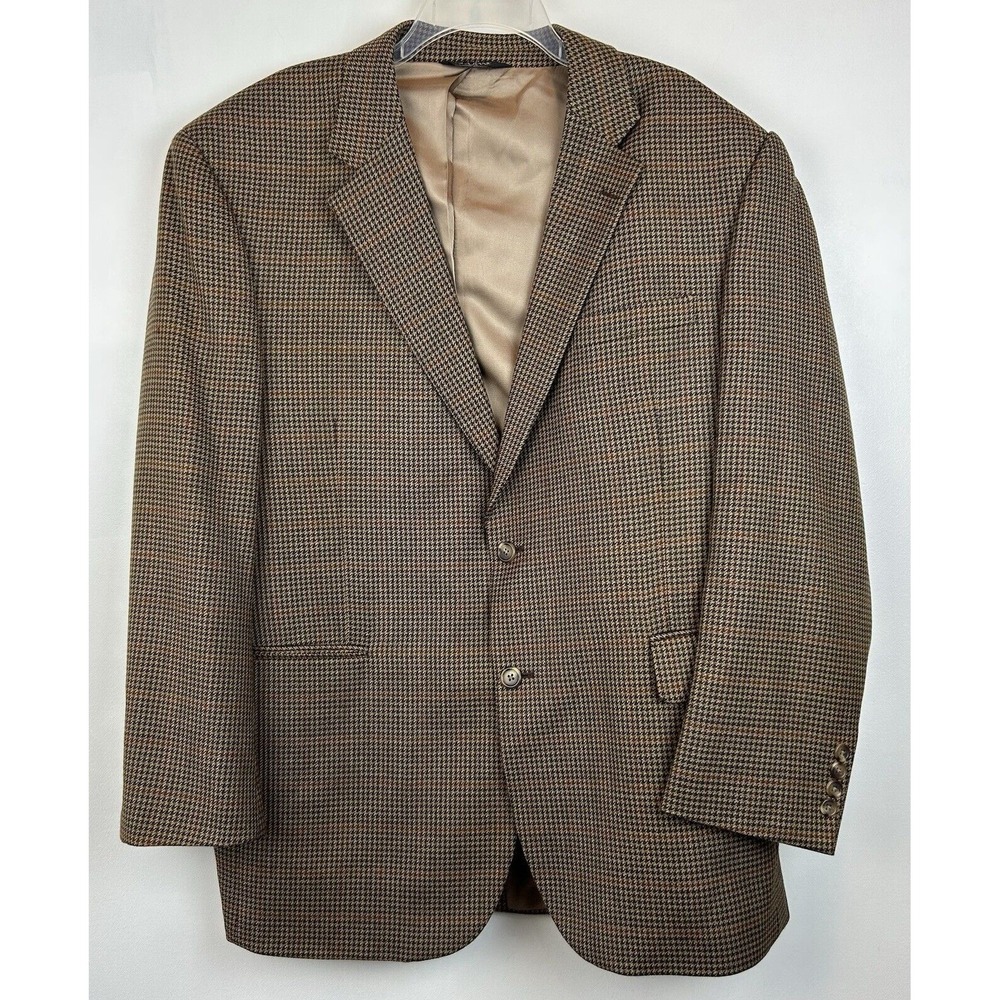 Jos A Bank Sport Coat Mens 46R Wool Houndstooth Two Button Single Blazer